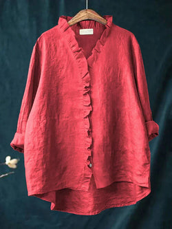 Lily - Blouse Légère Avec Volants - Rouge