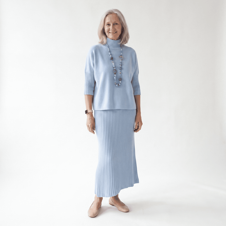 Suzanne | Ensemble en maille avec jupe midi côtelée
