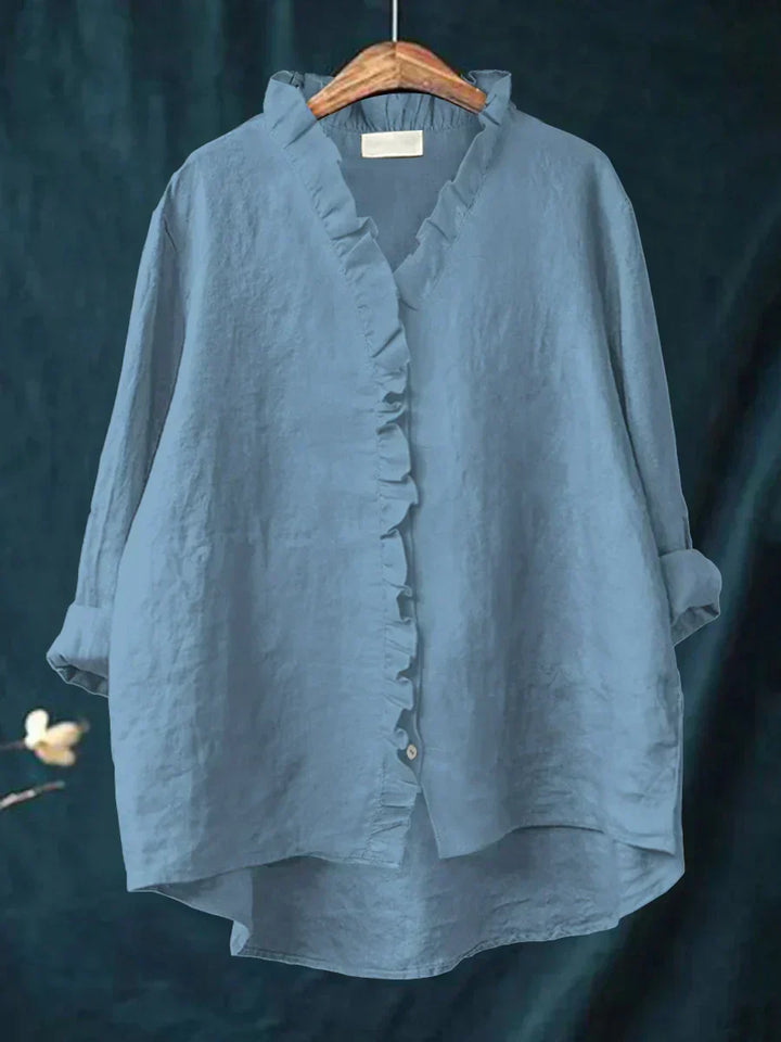 Lily - Blouse Légère Avec Volants - Bleu