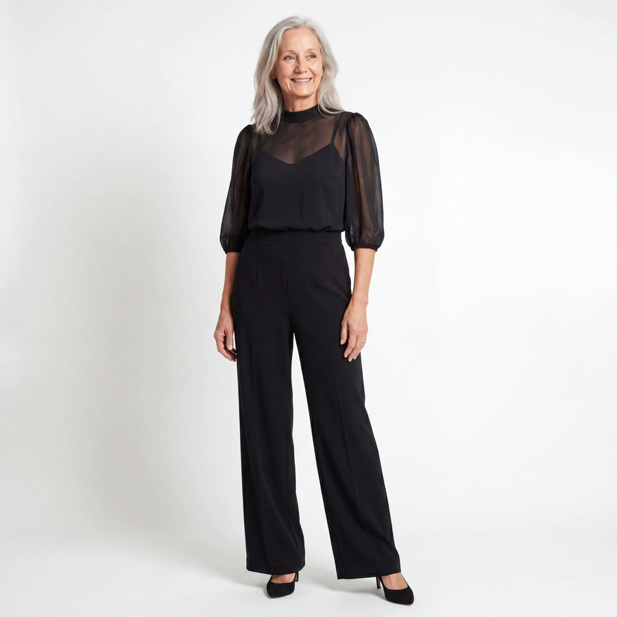 Léonie | Ensemble de trois pièces composé d'un top et d'un pantalon à jambes larges