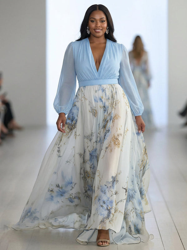 Madeleine - Robe Longue Col V Imprimé Floral