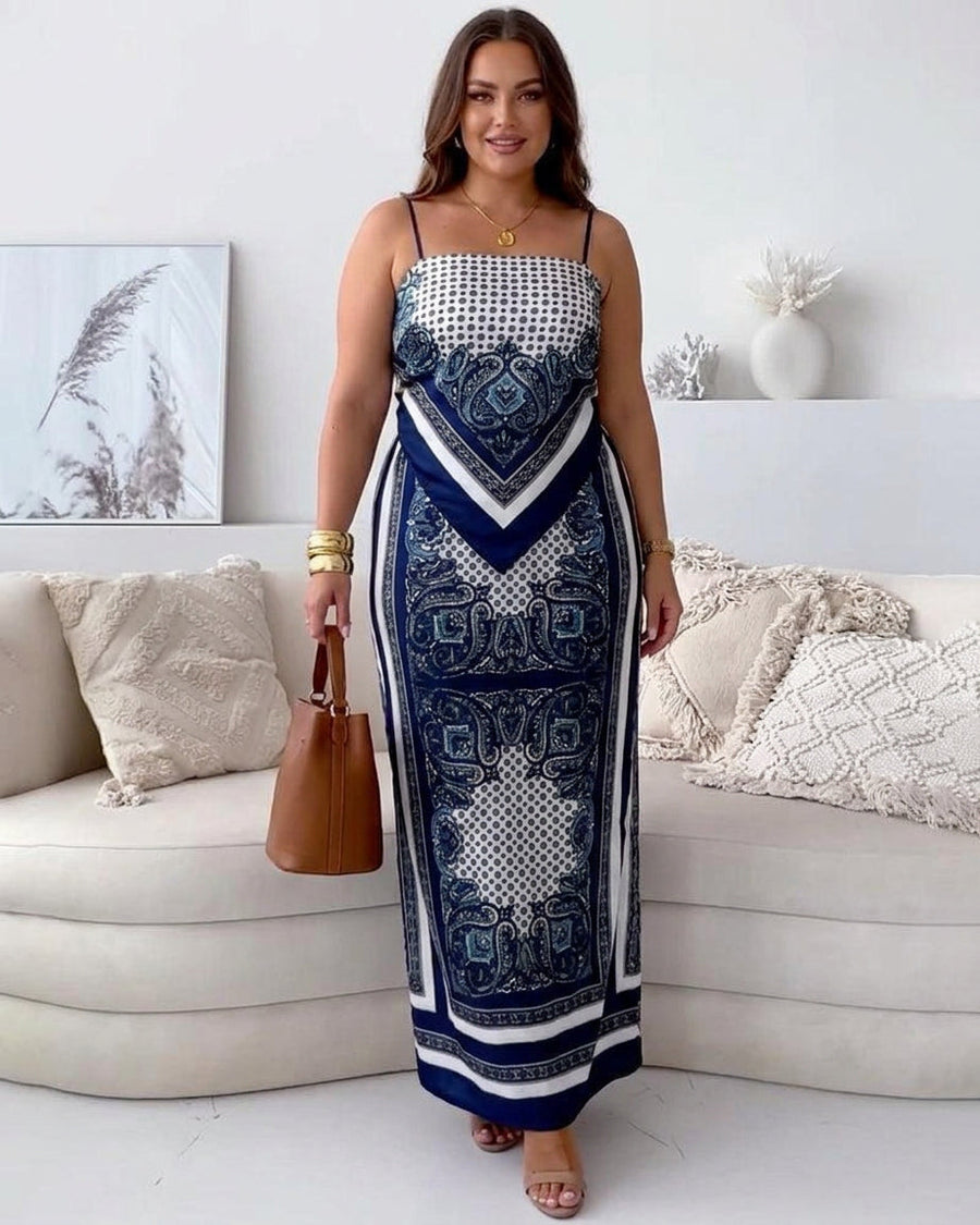 Helen - Ensemble Deux Pièces Débardeur Lacé & Pantalon - Bleu