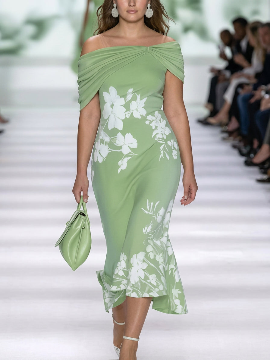 Frédérique - Robe Élégante Imprimé Floral - Vert