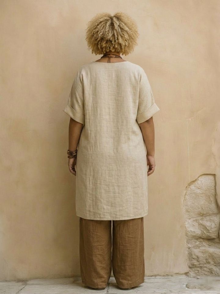 Sophie - Ensemble Trois Pièces Imprimé Tribal - Gris Taupe