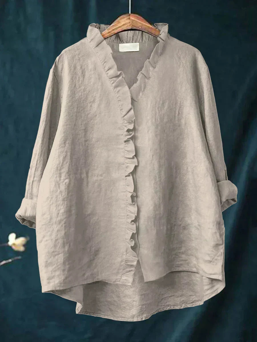 Lily - Blouse Légère Avec Volants - Gris