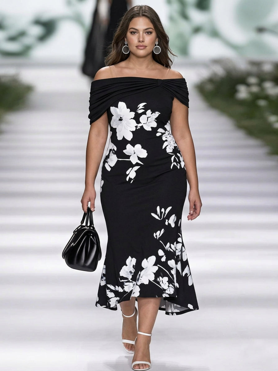 Frédérique - Robe Élégante Imprimé Floral - Bleu
