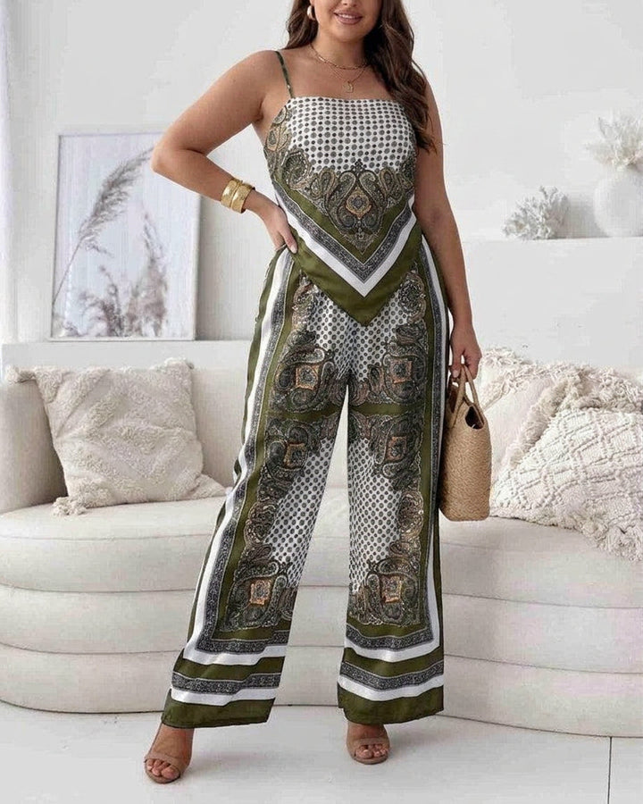 Helen - Ensemble Deux Pièces Débardeur Lacé & Pantalon - Vert