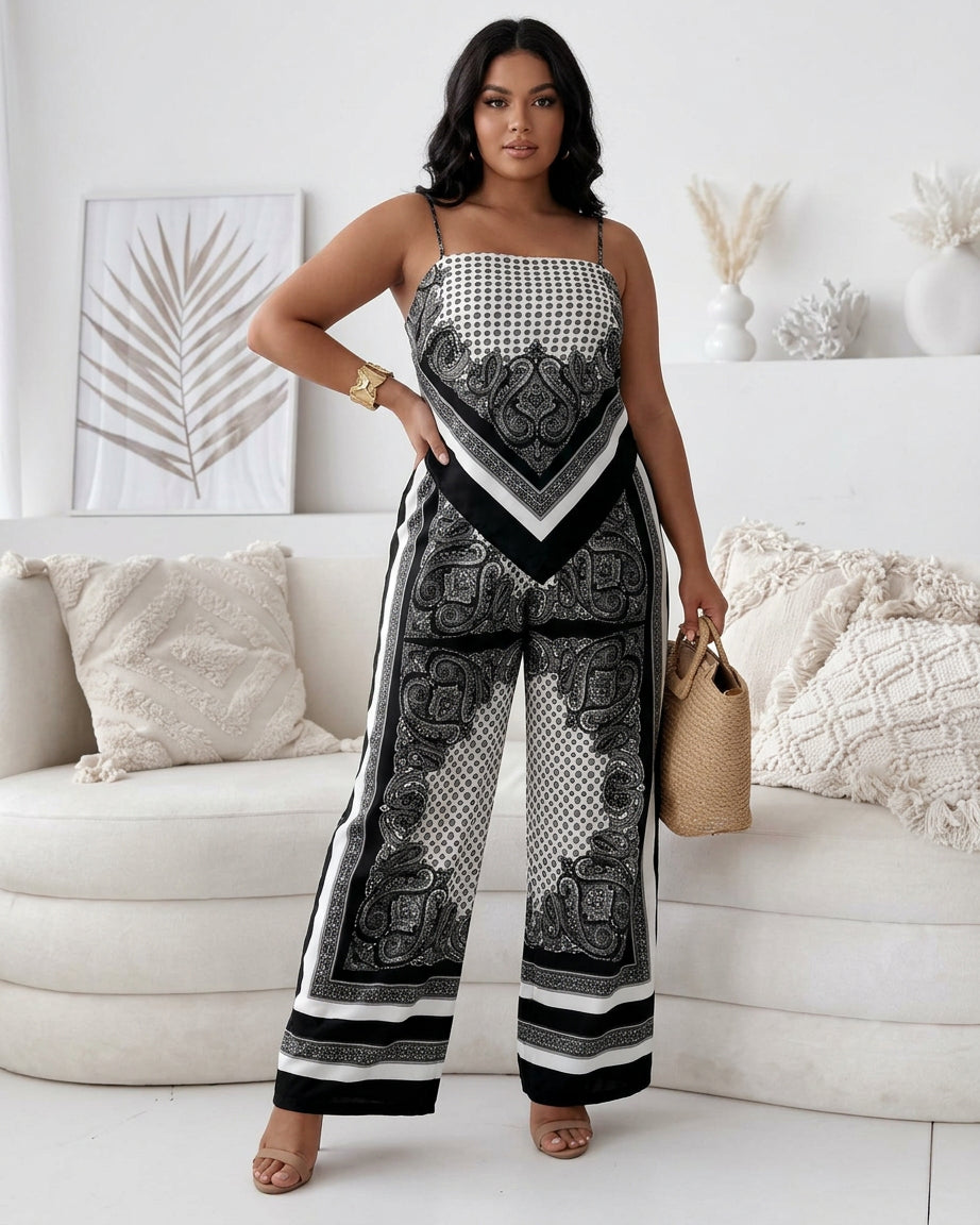 Helen - Ensemble Deux Pièces Débardeur Lacé & Pantalon - Noir