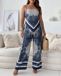 Helen - Ensemble Deux Pièces Débardeur Lacé & Pantalon - Bleu Clair